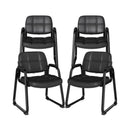 Set of 4 Upholstered Waiting Room Chair with Armrest and Ergonomic Backrest-Black