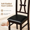 Wooden Dining Chairs Set of 4 with Padded Faux Leather Seats