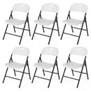 Foldable Plastic Dining Chairs Set of 6 with Ergonomic Backrest
