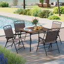 Set of 4 Patio Folding Chairs Set Dining Chairs with Armrests