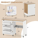 Folding Sewing Table with Charging Station and Casters