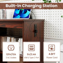 Folding Sewing Table with Charging Station and Casters