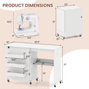 Folding Sewing Table with Charging Station and Casters