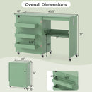 Folding Sewing Table with Charging Station and Casters