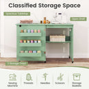 Folding Sewing Table with Charging Station and Casters