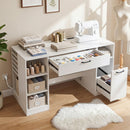 Sewing Table with Power Outlets and Storage Drawers