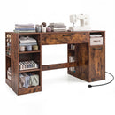 Sewing Table with Power Outlets and Storage Drawers