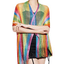 Shimmer Mesh Pride Scarf Wrap in Rainbow Stripe | Unisex Summer Shawl LGBTQ Pride