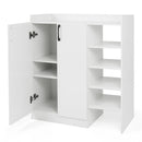 Shoe Cabinet with 2 Doors Shoe Storage Organizer with 2 Adjustable Inner Shelves-White