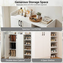 Shoe Cabinet with 2 Doors Shoe Storage Organizer with 2 Adjustable Inner Shelves-White