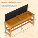 Shoe Rack Bench with Storage 2-Tier Rubberwood Entryway Bench with Flip-Open Storage