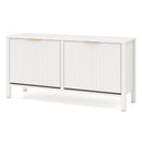Shoe Storage Bench Narrow Wooden Entryway Bench with 2 Flip Drawers