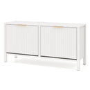 Shoe Storage Bench Narrow Wooden Entryway Bench with 2 Flip Drawers