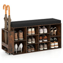 Shoe Storage Bench with Umbrella Stand 10-Cubby Entryway Shoe Rack Organizer