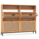 Shoe Storage Cabinet with 4 Flip Drawers Narrow Freestanding Shoe Organizer with Adjustable Shelves