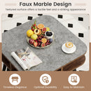 Side Table Faux Marble End Table with Storage Shelves and Rubber Wood Legs