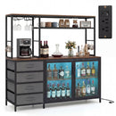Sideboard Buffet Cabinet with LED Lights 55 inch Coffee Table with Power Outlets
