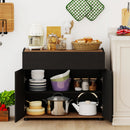 Sideboard Buffet Cabinet with Storage Wooden Kitchen Storage Cabinet-Black