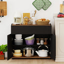 Sideboard Buffet Cabinet with Storage Wooden Kitchen Storage Cabinet-Black