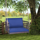 Single Person Hanging Seat with Seat and Back Cushions-Navy