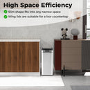 13.2 Gal Slim Kitchen Trash Can with Wing Lids and Stainless Steel Frame