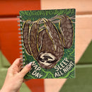 Sloth Nap All Day Sleep All Night Spiral Notebook | 120 Lined Pages | 9" x 7"