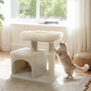Small Cat Tree with Large Padded Plush Perch for Indoor Cats