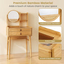 Small Vanity Desk and Stool Set with Mirror and 2 Drawers