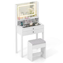 Small Vanity Desk with Mirror and Lights for Bedroom