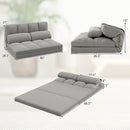 Floor Sofa Bed with 6 Positions Adjustable Backrest Skin-friendly Velvet Cover
