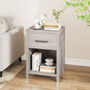 Nightstand with Drawer and Shelf-Antique Brush White