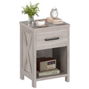 Nightstand with Drawer and Shelf-Antique Brush White
