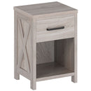 Nightstand with Drawer and Shelf-Antique Brush White