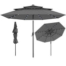 10 Feet Solar Patio Umbrella with 32 LED Lights 3-Tier Vented Top