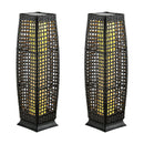2 Pieces Solar-Powered Square Wicker Floor Lamps with Auto LED Light