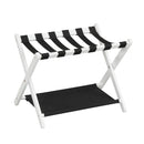 Solid Rubberwood Folding Luggage Rack with Nylon Shelves