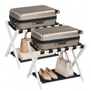 Solid Rubberwood Folding Luggage Rack with Nylon Shelves Set of 2