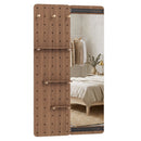 Full Length Wall Mirror with Sliding Pegboard & Shelves