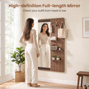 Full Length Wall Mirror with Sliding Pegboard & Shelves
