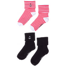 Sourpuss Anchor Socks Set of Two | Nautical Red Striped & Black Ankle Socks Women’s Size 5-10