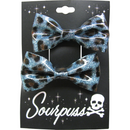 Sourpuss Blue Leopard Glitter Hair Bows Set of 2 | Rockabilly Hair Accessories Leopard Print Hair Clips