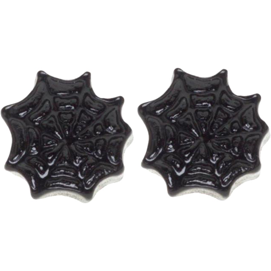Sourpuss Earrings | Black Spider Web Studs | Gothic Rockabilly Resin Design