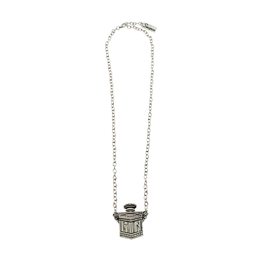 Sourpuss Gin Decanter Necklace | Retro Barware Inspired Jewelry for Cocktail Lovers