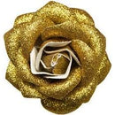 Sourpuss Gold Glitter Rose Hair Clip | Retro Rockabilly Sparkly Rose Alligator Clip
