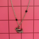 Sourpuss "Good Luck” Horseshoe Necklace with Red Rhinestones & Black Star Charms