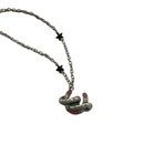 Sourpuss "Good Luck” Horseshoe Necklace with Red Rhinestones & Black Star Charms