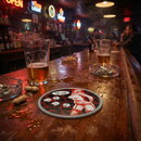 Sourpuss Nudie Coasters | Rockabilly Pin-Up Girls Set of Four | Metal & Cork Retro Drinkware with Storage Tin