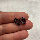 Sourpuss Red & Black Coffin Earrings | Gothic Studs Alternative Jewelry | Spooky Fashion Accessories