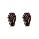 Sourpuss Red & Black Coffin Earrings | Gothic Studs Alternative Jewelry | Spooky Fashion Accessories