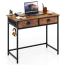 Space Saving Home Office Desk with 2 Fabric Drawers and 4 Hanging Hooks